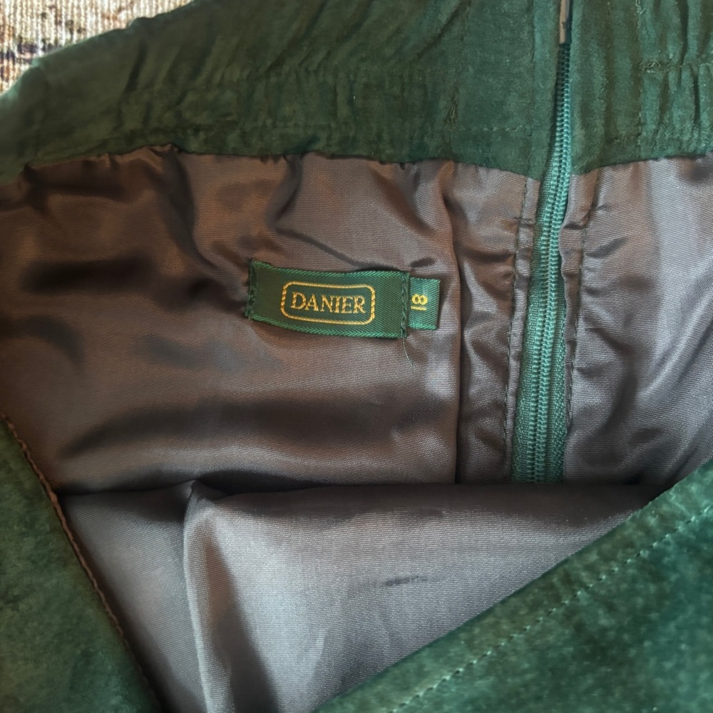 Vintage Emerald Green Genuine Leather Pencil Skirt High Waisted Midi Skirt